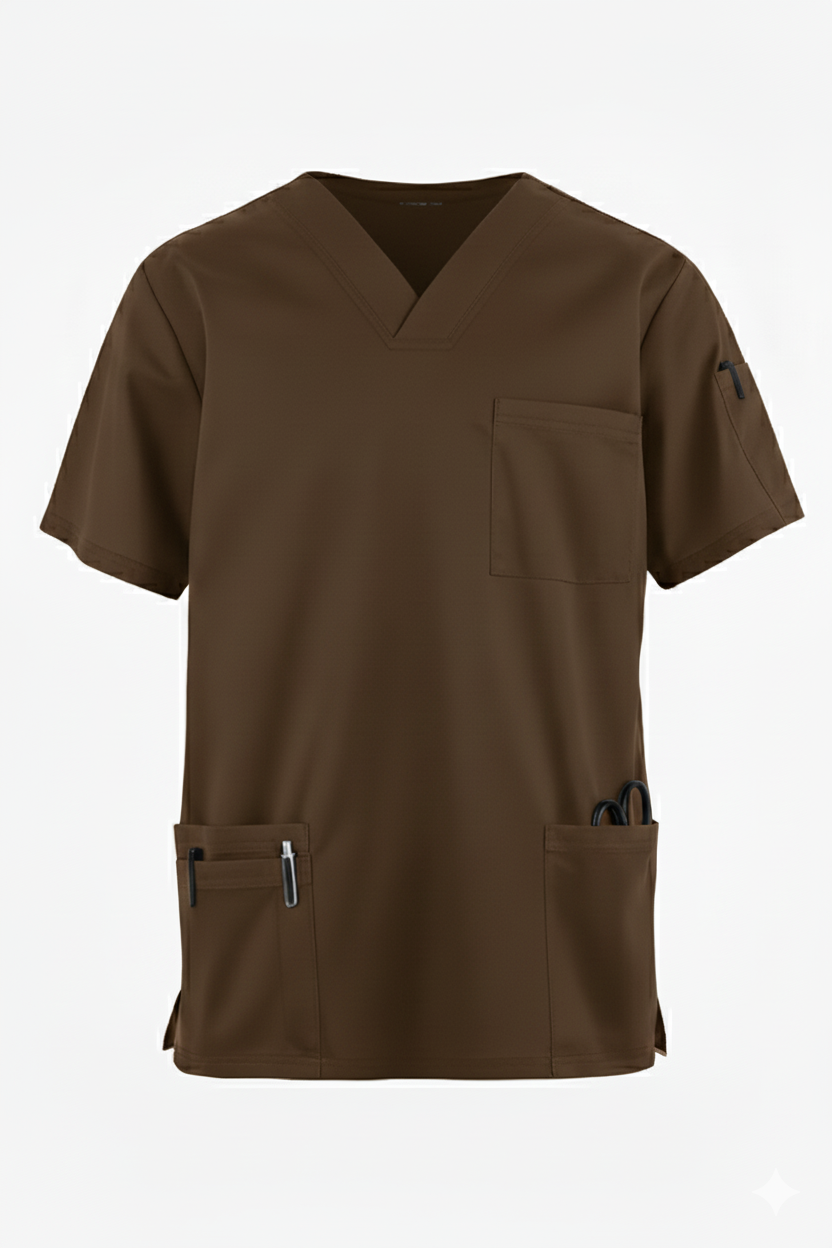 MedStretch Premium Unisex Stretchable Chocolate Brown Scrub Set With Cargos
